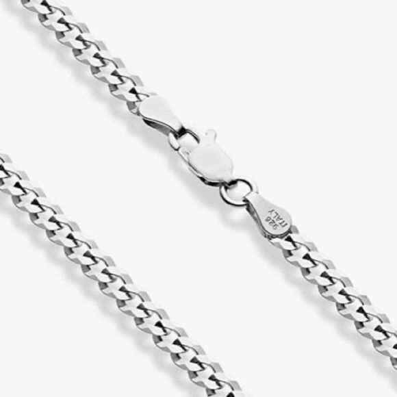 New Solid Sterling Silver Cuban Curb Chain Necklace 3.5mm Diamond Cut 925 Stamp - Picture 1 of 7